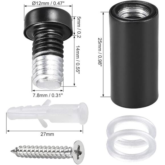 uxcell 1/2" Black Standoff Screws - Sign Mounting Kit (8pcs) - Picture 3 of 5